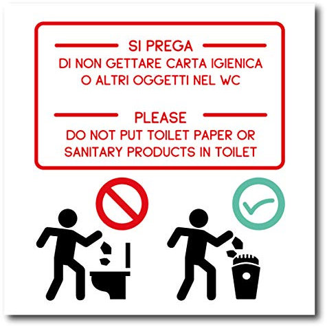 Produttore Cartello WC Toilette Bagno divieto Cartello in PVC cm18x18