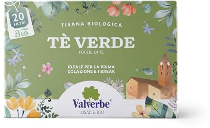 Valverbe Tè Verde Biologico 20 Filtri - Pacco da 6 - 180 g
