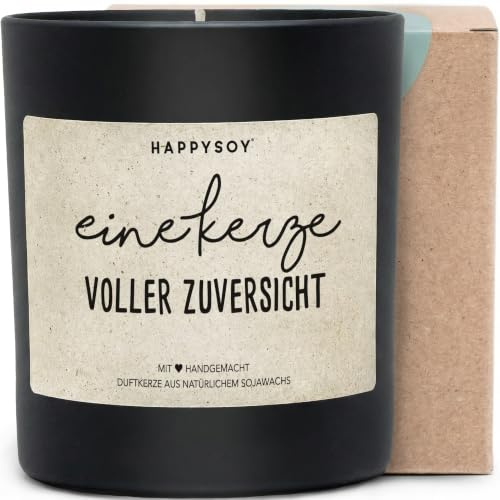Eine Kerze voller Zuversicht - Duftkerze mit Spruch als Geschenk zur Aufmunterung, liebevolle Geschenkidee für Freundin, Kerze im Glas mit blumigem Duft