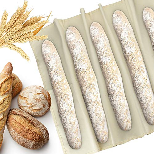 KLYNGTSK 90 x 60 cm Gärtuch Proofing Cloth Backleinen Teigtuch Natürliche Gegorener Leinentuch Baumwolle Brot Matte Back Tuch für Baguette, Brotteig, Brotbacken, Teiggärung