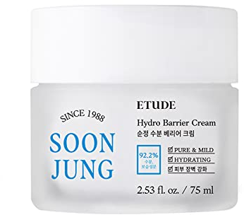 Etude House Soonjung Hydro Barrier Cream 75ml (neue); Feuchtigkeitsspendende und beruhigende Creme; Nicht komedogene, hypoallergene und parfümfreie Feuchtigkeitscreme