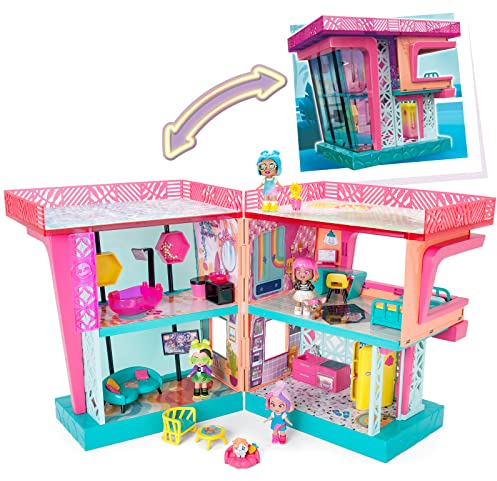 KOOKYLOOS Luna’s Dream Villa – Casa de muñecas con Accesorios, muñeca y Mascota exclusivas. Incluye mobiliario, Pegatinas y Suelos Intercambiables