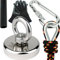 SENSEI Set 110 kg, N52 Neodym-Magnet mit Öse, Ø5 x H1,5 cm, Segelseil 25 m, Schutzhandschuhe + Zubehör, Set mit Ösenmagnet zum Magnetfischen im Wasser