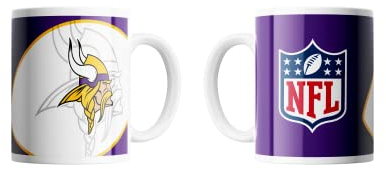 Minnesota Vikings NFL Tasse Becher Kaffeetasse Mug ** Shadow Logo and Shield ** 330 ml