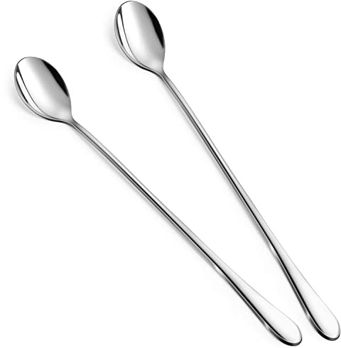 9 Ice Cream Spoons Long Handle Iced Tea Spoons Thicken Heavy Duty 2Pcs