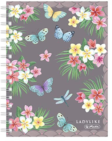 Herlitz Spiralboutiquebuch A5, Motiv: Ladylike Butterflies, 100 Blatt kariert, 1 Stück