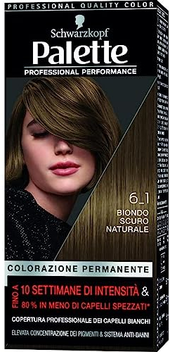 Schwarzkopf, Palette Colorazione Permanente, Tinta per Capelli, Crema Colorante Professionale, Copertura dei Capelli Bianchi, Sistema Anti-danni, Tonalità 6-1 Biondo Scuro Naturale