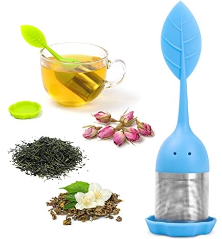 Silicone Tea Infusers Fine Mesh Loose Leaf Tea Filter with Lid - Blue, 1 Set
