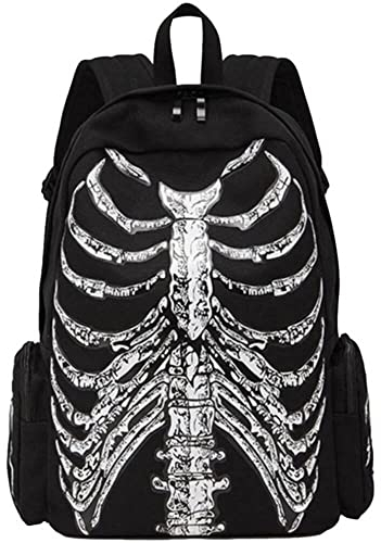 Ro Rox Dryk Skelett Rucksack Gotisch Totenkopf Brustkorb Knochen Kapuzenrucksack Tasche