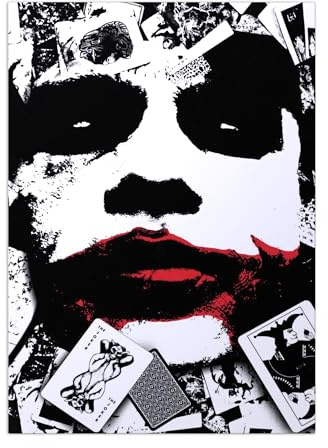 Displate Offiziell Batman MetallPoster Magnetische Befestigung Inklusive Lizenziert Bilder Hochwertiges Poster The Dark Knight - Joker BW 45 cm x 32 cm