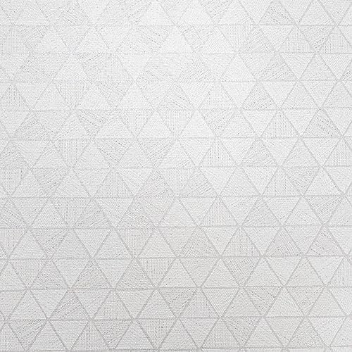 SOPHIE LAURENCE Off White Textured Wallpaper Metallic Silver Geometric Traingles Non-Woven Vinyl Wallpaper
