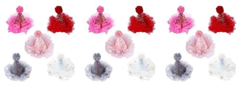 minkissy 15 Stk Weihnachtsmütze Haarnadel Weihnachtsmütze Spangen Mini Zylinder Haarspangen Weihnachtsmütze Haarspange Weihnachtshaarspange Haarbänder Pailletten Stoff Geburtstagshut Kleine
