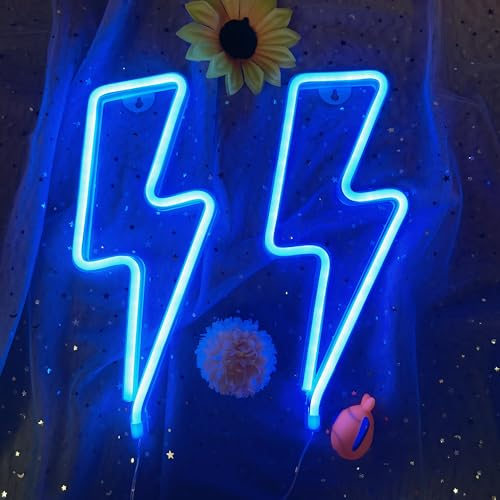 HFHungkeong Blitz Neon Schild Wand Wohnzimmer Schlafzimmer Bar Geburtstagsparty Dekoration.3AA Batterie Lightning Bolt Neonschilder dekorative Neon kleine Nachtlampe Geschenke für Freunde