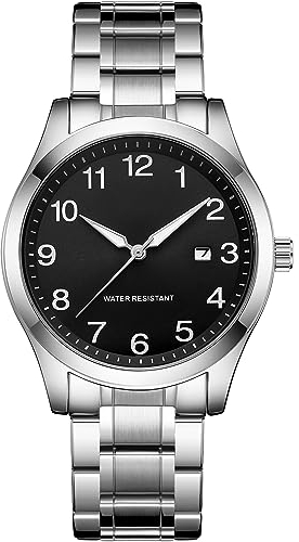 CIVO Uhren-Herren Edelstahl-Analog Armbanduhr-Herren Schwarz Zifferblatt - Wasserdicht Leuchtend Datum Herrenuhren Klassische Business Männer Quarzuhr Geschenke für Männer