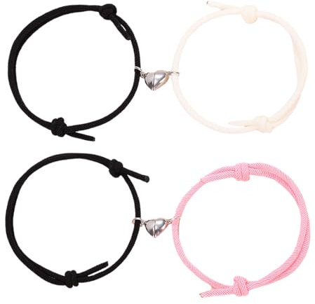 TQPUWT Magnetische Paare Armband, 2 Paare Magnetisches Armband Magnetische Anziehungskraft, Gegenseitige Anziehung Seil Geflochtene, Einstellbare Freundschaftsarmband Schmuck fr Frauen Mnner