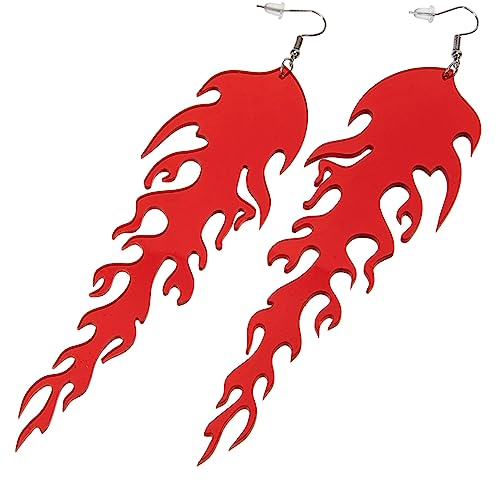GALPADA 1 Paar Flammen Ohrringe Damen Ohrschmuck Weibliche Ohrringe Baumelnde Ohrringe Flammenförmige Ohrringe Elegante Ohrringe Acryl Flammen Ohrringe Modische Damen Ohrringe