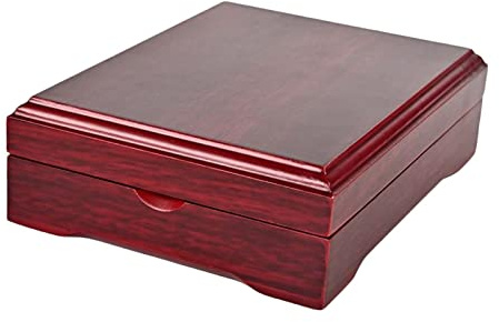 NeaxgeandX Moderne Aufbewahrungsbox aus Holz, langlebig, für den Schreibtisch, 12 x 16 x 3,5 cm, Rot, 12 x 16 x 3,5 cm