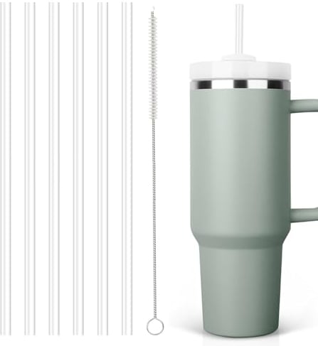 SULIVES 6PCS Replacement Cup Straw and Cleaning Brush Set for 40oz Tumblers - Compatible with Stanley Cup - Easy-to-Clean Design