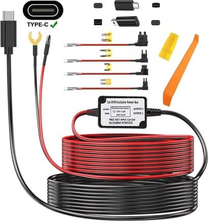 INRIGOROUS Dash Cam Hardwire Kit, Universal Type-C USB Hard Wire Kit 12V-24V to 5V Hardwire Kit with Low Voltage Protection 10ft Dash Cam Charger Power Cord for Dash Cam, GPS, Radar Detector,Sat Nav