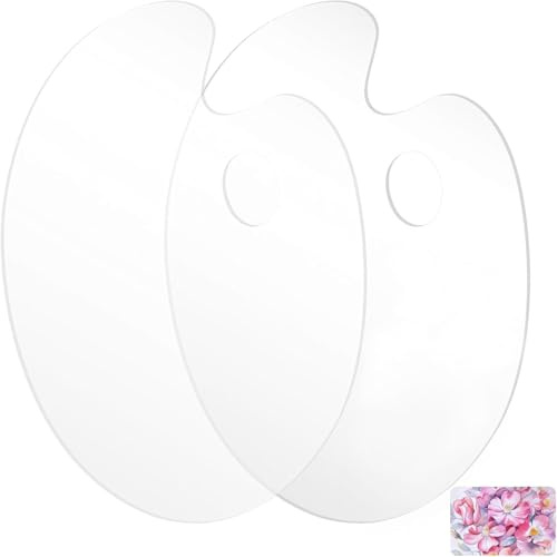 Klare Acryl Malpalette, Mischpalette Acrylfarben, Ovale Kunstpalette, Malpalette Mischpalette, Transparent Oval Palette Acryl, für DIY Kunst Malerei, 20×30cm Kunstpalette,2 Stücke