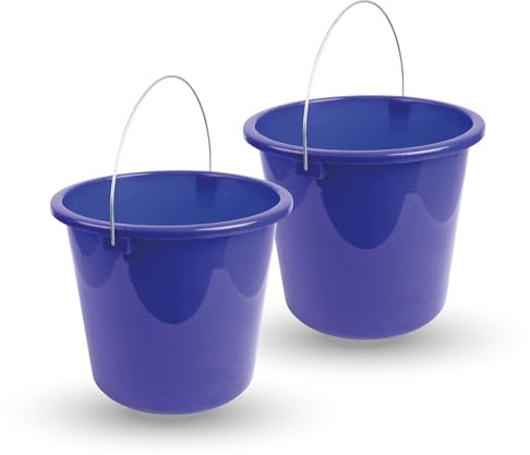 Eimer (2 Stück) Haushaltseimer, 5 Liter, in vers. Farben, Putzeimer aus Stabilem Kunststoff, lebensmittelecht, BPA-frei, Made in EU (Dunkelblau)