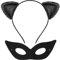 Amabro Katzenohren haarreif mit Katzenmaske, Halloween Glitzer katzenohren Haarband Schwarz Halbe Katzenaugenmaske für Maskerade Cosplay Party Katze Frauen Mädchen Katzenkostüm Verkleidung