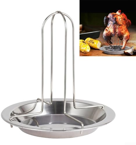 Rôtissoire à poulet, avec bol, support vertical avec poêle d'égouttement, ustensiles de cuisson de camping, barbecue, support pour four, rôtissoire verticale pour volaille