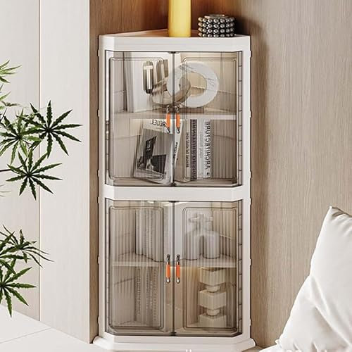 GAOCUNBING Dreieckschrank, Wand-Eckschrank, Aufbewahrungsregal für Badezimmer und Küche mit Doppeltür, Eckaufbewahrungsregal, an der Wand montierter Aufbewahrungsschrank Two-layer