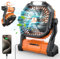 Ventilador Portátil de 20000 mAh, Ventilador USB con Linterna LED, Ventilador de Mesa con Batería y Puerto Type-C, Ventilador Recargable Perfecto para el Camping, los Viajes y la Playa Naranja