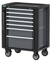 Küpper Werkzeugwagen befüllt, 157 Werkzeuge, 7 Schubladen mit Vollauszug und Kugellagerung, Zentralverriegeung (Anthrazit)