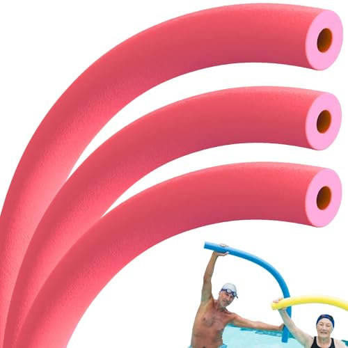 PLAYZOCO Churro de Piscina, Churro natación, Fideos Acuaticos, Fideo Espuma para Nadar, Flexible Apto para niños y Adultos, Flotadores para Piscina, 6 cm diámetro x 150 cm Largo, Rojo, 3 Unidades