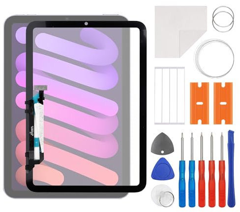 swark Vetro touch screen Digitizer di ricambio per iPad mini 6 A2567 A2568 A2569 schermo touch screen con kit di strumenti di riparazione aggiornato, nessun display LCD