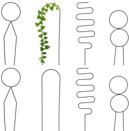 Relaxdays Rankhilfe 8tlg. Set, Kletterhilfe Metall, geometrische Formen, Topf- & Zimmerpflanzen, Pflanzenstütze, schwarz