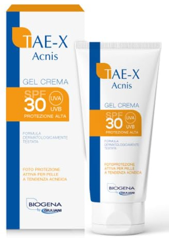 TAE-X Acnis Gel Crema, Protezione Solare SPF 30 UVA/UVB, per Pelle Acneica, 60 ml