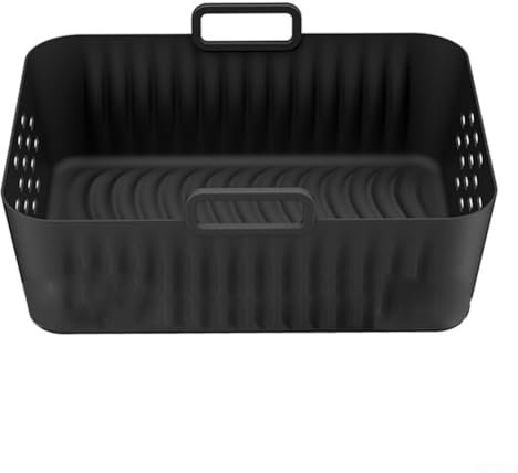 Teglia forata in silicone per friggitrici ad aria SL400UK SL401, facile da montare e prestazioni di cottura migliorate (rettangolare, nero)
