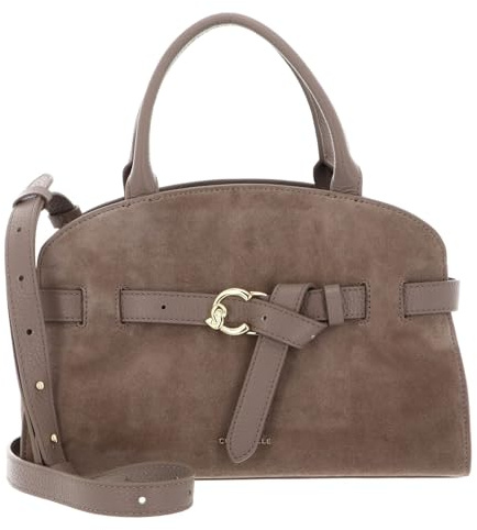 Coccinelle Leder Handtasche Umhängetasche Sabine Suede Bi Handbag Warm Taupe