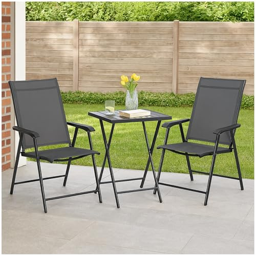 HTI living 2er Set moderner Gartenstühle mit 5-Fach Verstellbarer Rückenlehne Klappstühle Balkonstühle