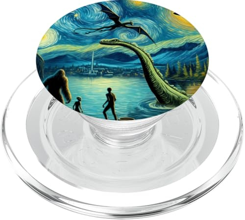 Bigfoot Starry Night Loch Ness, Alien-UFO-Drache, süßer See PopSockets PopGrip für MagSafe