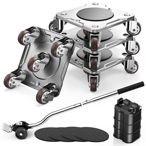 WOUOW Heavy Duty Furniture Movers with 5 Wheels | 360° Rotatable Universal Wheels, Furniture Lifter for Easy Moving, Carbon Steel Furniture Dolly, Max Load 500KG