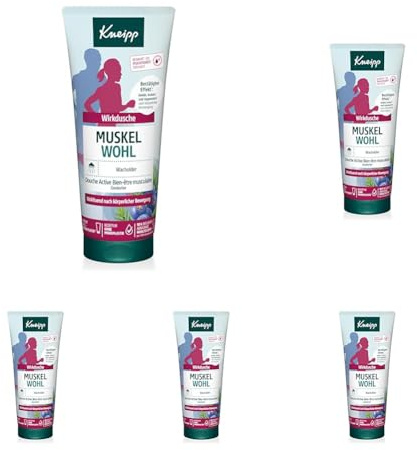 Kneipp Wirkdusche Muskel Wohl - reaktivierendes und lockerndes Duschgel mit ätherischem Wacholder-Öl - ideal nach körperlicher Bewegung und Anstrengung - vegan - ohne Mikroplastik - 200ml