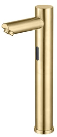 XJTNLB Wasserhahn Bad mit Sensor Batterie Waschtischarmatur Sensor Armatur Automatischer Wasserhahn Warm und Kaltwasser Gebürstetes Gold,Hoch
