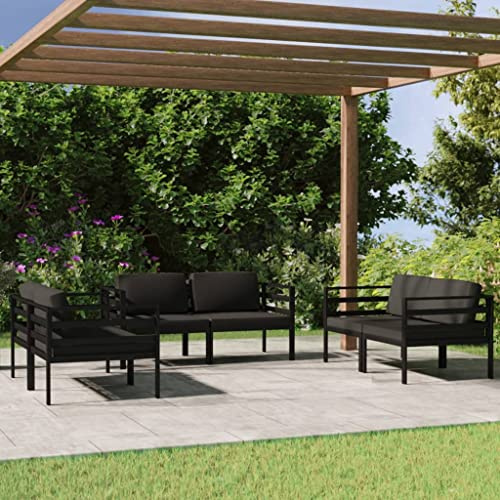 CIOURSTO Garten Lounge Set, Outdoor Sofa Set mit Kissen, Modulares Sofa für Terrasse, Balkon (6X Corner)