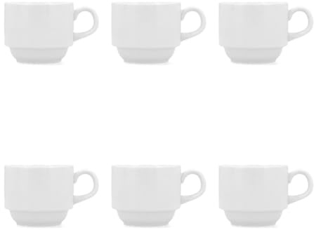 Bidasoa Set de 6 Tazas Café Porc 18Cl Glacial de Porcelana 18cl | Blanco, Porcelana, forma redondo, acabado brillo, 18cl
