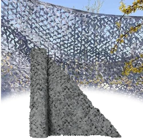 Filet de Camouflage Gris 3x5m Voile d'Ombrage Résistant Toile Ombrage Camouflage Exterieur Filet Pare-Soleil pour Camping Décoration Photographie Jardin Potager Pergola 2x3m 3x3m 3x4m 3x6m 4x6m 6x8m