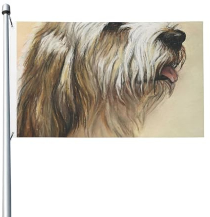 Drapeau de jardin à œillets représentant un petit basset griffon vendéen, idéal pour la décoration extérieure de votre cour, terrasse ou maison (152 cm x 91 cm).