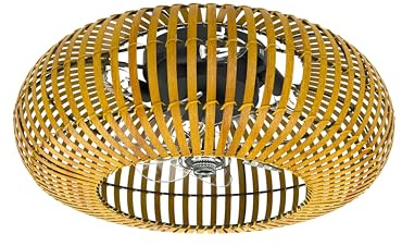 Varin® Smart Deckenventilator mit Beleuchtung, Ø 50cm - Bambus Natur | Ventilator Lampe Decke mit 4x E27 Fassungen (ohne Leuchtmittel), Tuya WLAN, Deckenleuchte mit Ventilator, Fernbedienung