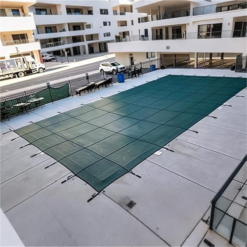 LZMZMQ Copertura Piscina Coperture per Piscine Interrate Rettangolari, 4x8 5x10 6x8 M Copertura in Foglie Blu per Villa Hotel Homestay, Teli per Piscina con Hardware(6.5X12m/21.3X39.4ft)