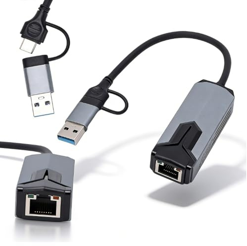LICAEVEY 5G 2 in 1 USB 3.0 to Ethernet Adapter for Wins Mac OS Linux Laptop PC Tablet, 5000Mbps High Speed USB A Network Dongle with Aluminum Alloy Casing