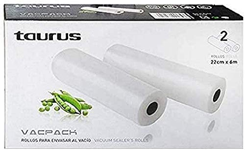 Taurus Rollo de bolsas para envasar al vacío, 22 x 6 cm – Paquete de 2 unidades