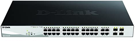 D-Link DGS-1210-24P/E Smart Switch Gestito, 24 Porte Gigabit, PoE - Solo cavo di alimentazione UE